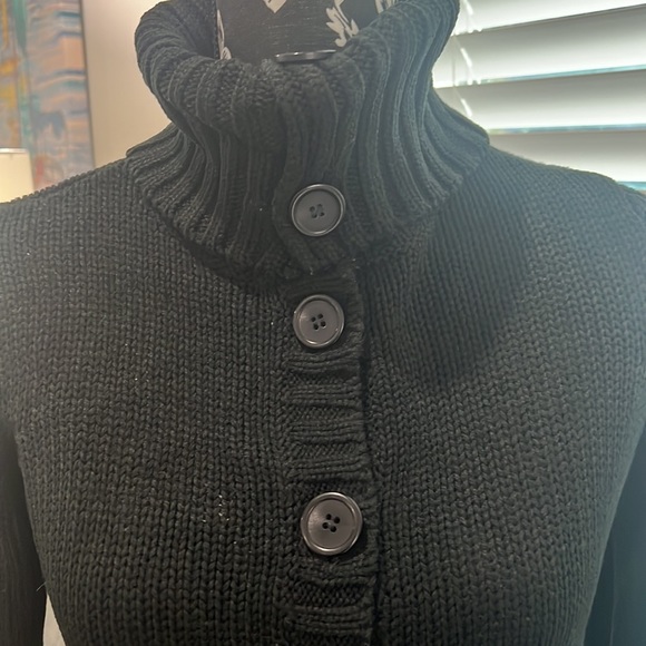 Black turtleneck cardigan sweater 6/8 - Picture 4 of 11